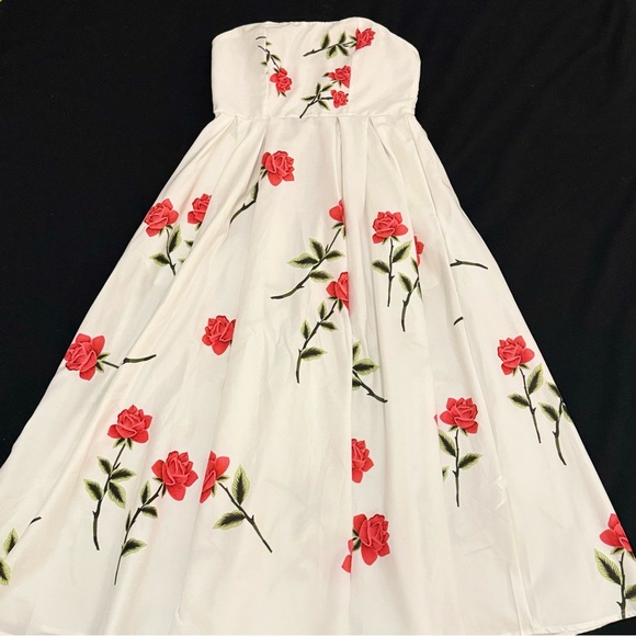 White and Pink Strapless Sundress - Picture 1 of 4